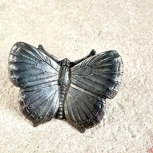 Detailed Pewter Butterfly Pin Brooch Melton 2000 Realistic Insect 1 inch